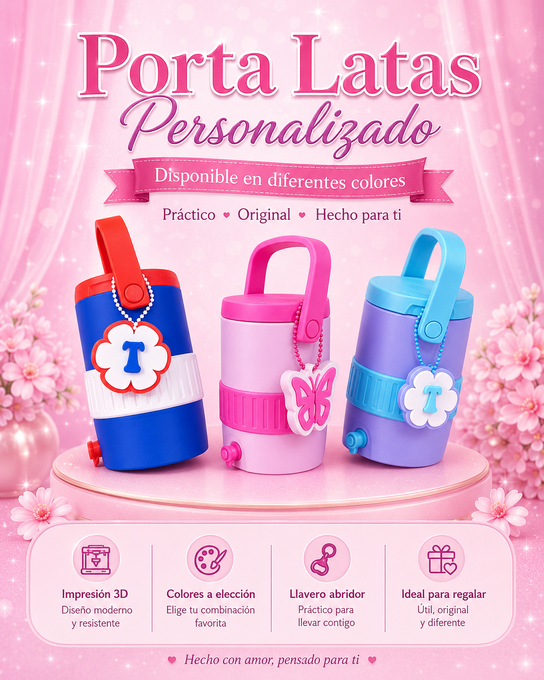 Porta Latas y Llavero Abridor en 3D