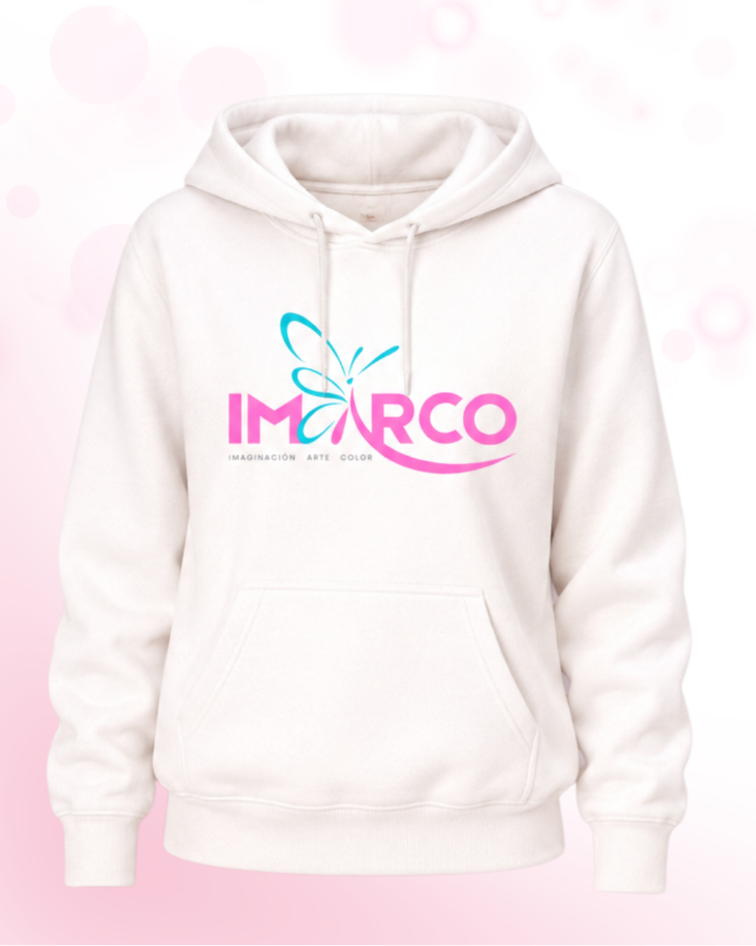 Hoodie para adultos personalizada con logo, nombre, frase o diseño a elección, disponible en tallas XS a 3XL y en 48 colores. Perfecto para regalos, marcas, o celebraciones personalizadas.