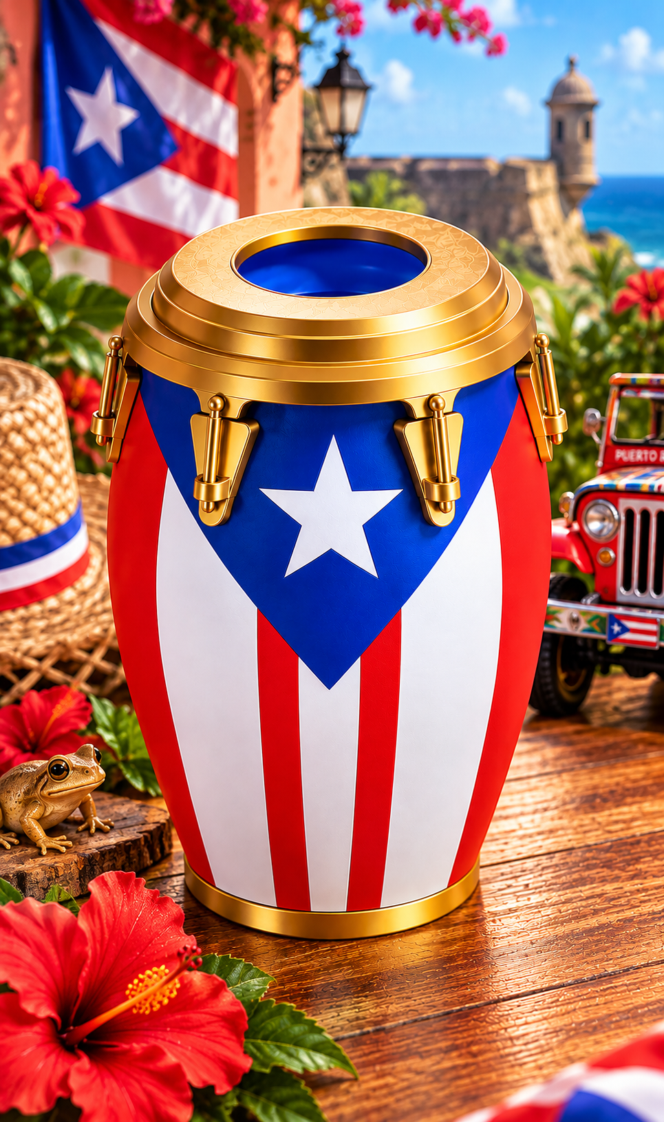 Porta Latas Tipo Conga  Puerto Rico 3D