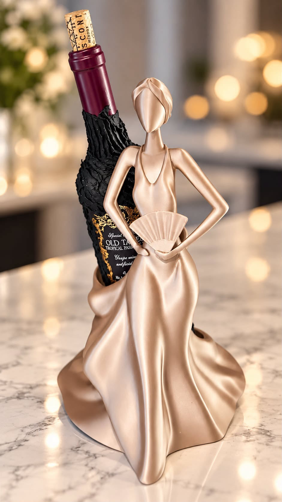 Portabotella de Vino Mujer Elegante Impreso en 3D – Soporte Decorativo para Botella y Decoración del Hogar